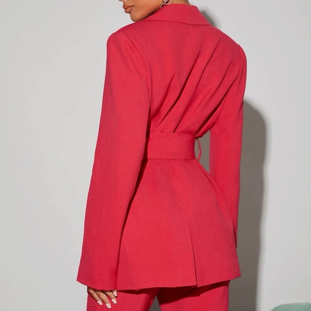 MOTF Red Blazer with Belt - Picture 2 of 3